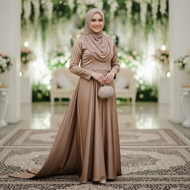 9 Model Gamis Warna Elegan untuk Acara Lamaran, Anggun di Momen Spesial