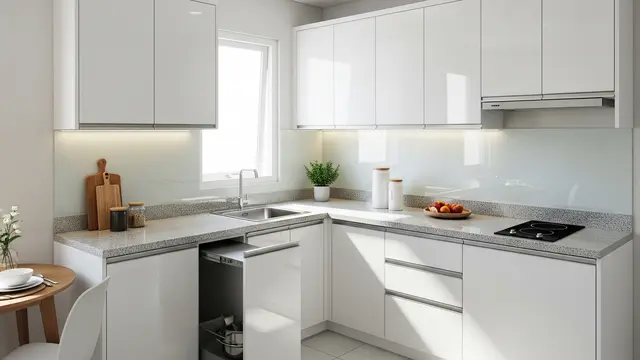 Dapur L-Shape Minimalis (Memanfaatkan Sudut)