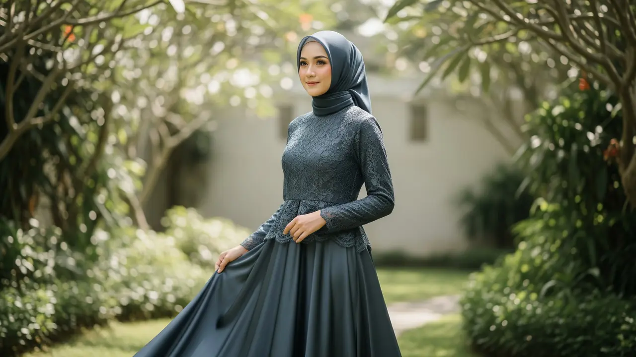 Model Gamis Brokat Satin Timeless