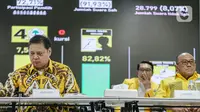 Ketua Umum (Ketum) Partai Golkar, Airlangga Hartarto memimpin rapat pengarahan calon kepala daerah di Slipi, Jakarta Barat, Selasa (21/11/2023). (Liputan6.com/Faizal Fanani)