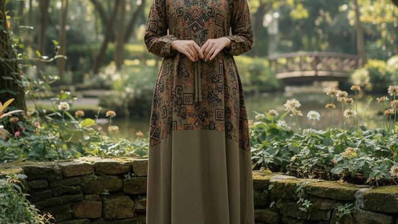7 Model Gamis Kombinasi Atas Batik Bawah Polos dengan Warna yang Cocok untuk Semua Skin Tone