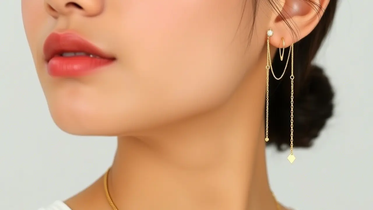 Model Anting Emas untuk Wajah Bulat