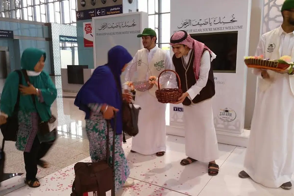 Jemaah haji di tiba di Madinah, Arab Saudi
