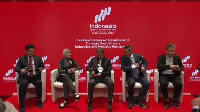Direktur Utama PT Pertamina Nicke Widyawati di Paviliun Indonesia, World Economic Forum, di Davos.