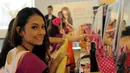 20 finalis Miss Celebrity antusias mengikuti pelatihan kelas dandan, Jakarta, (21/10/14) (Liputan6.com/Faisal R Syam)