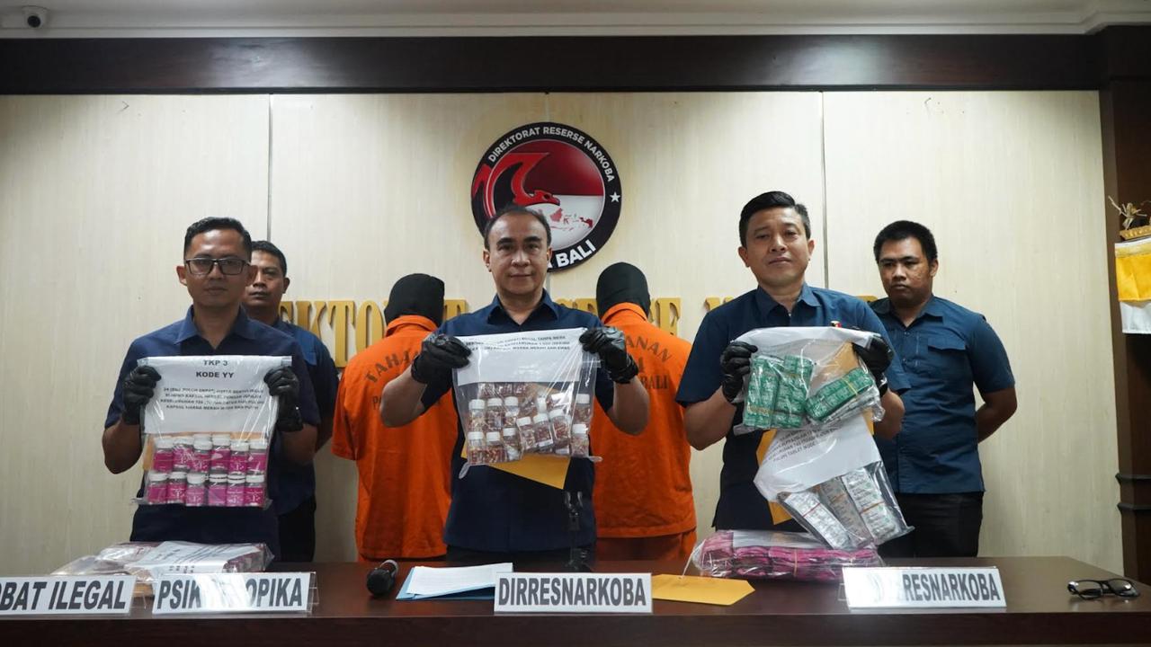 Polda Bali Gagalkan Peredaran Obat Ilegal Senilai Rp2 Miliar, Dua Pria Ditangkap