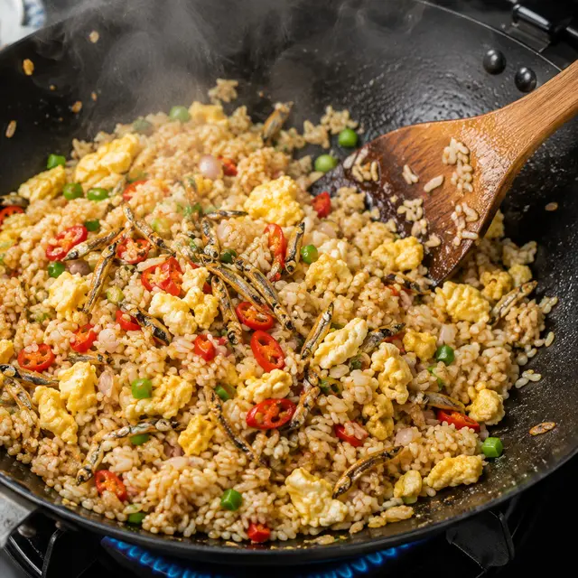 Cara Membuat Nasi Goreng Kampung dengan Telur dan Teri
