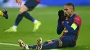 Pada menit ke-53, Raphinha membuka keunggulan Barcelona atas Borussia Dortmund. (INA FASSBENDER/AFP)