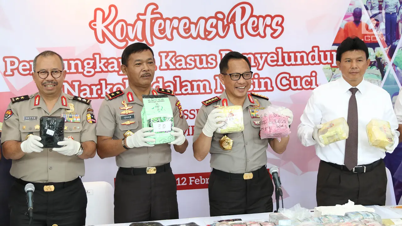 Kapolri Rilis Penyelundupan 239 Kg Sabu dan 30 Ribu Butir Narkoba dalam Mesin Cuci
