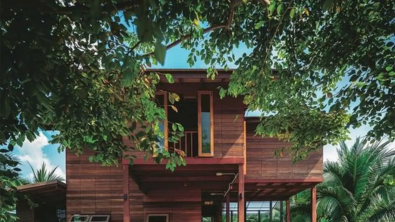 Rumah 2 Lantai Kayu dengan Jembatan Mungil