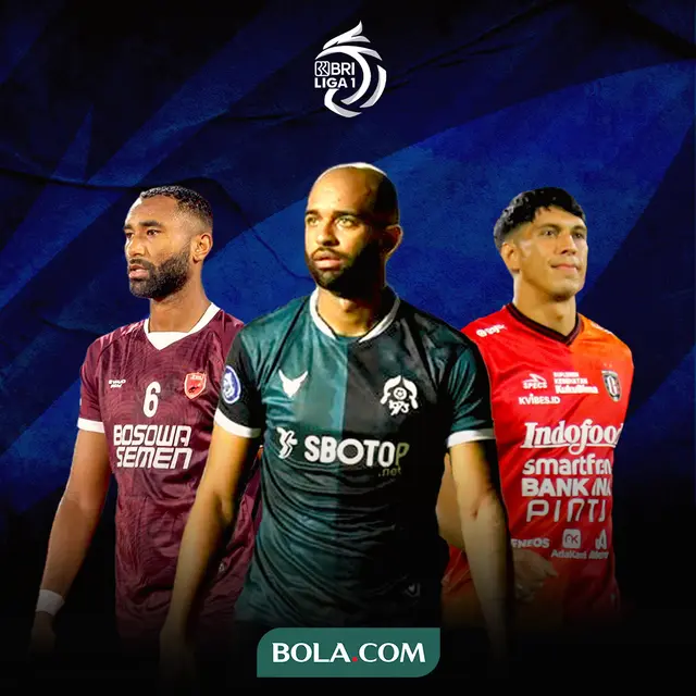 Liga 1 - Elias Dolah (Bali United), Lucas Gama (PSIS), dan Yuran Fernandes (PSM)