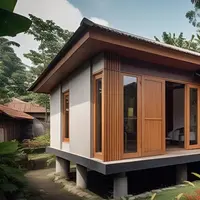 Inspirasi terbaru desain rumah pedesaan 1 lantai ukuran 5x7 (created by Meta AI)