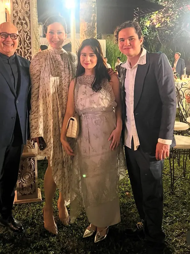 Outfit Pasangan Selebritis Hadir di Hari ke-2 Pernikahan Luna Maya dan Maxime Bouttier. [@tissabiani]