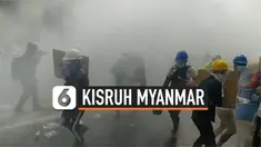Bentrokan kembali terjadi antara polisi Myanmar dan demonstran anti-junta militer di kota Yangon. Untuk membubarkan warga, polisi menembakkan gas air mata ke arah demonstran.