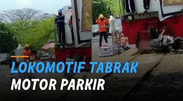 Beredar video sebuah sepeda motor parkir sembarangan di rel kereta api kena imbasnya.