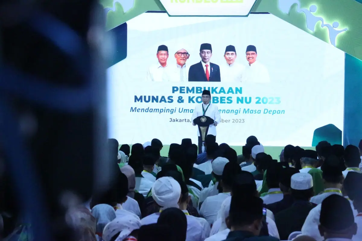 Ketua Umum Pengurus Besar Nahdlatul Ulama (PBNU) KH Yahya Cholil Staquf  saat menghadiri Musyawarah Nasional dan Konferensi Besar (Munas-Konbes) Alim Ulama NU 2023 di Pondok Pesantren Al-Hamid Jakarta, Senin (18/9/2023). (Istimewa)