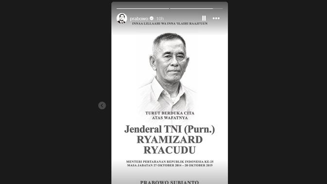 Ryamizard Ryacudu Meninggal, Prabowo Sampaikan Duka Cita