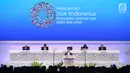 Ketua Pleno Pertemuan Tahunan IMF World Bank Group Petteri Orposat memberikan sambutan selama acara IMF - World Bank Group Tahun 2018 di Nusa Dua, Bali, Jumat (12/10). (Liputan6.com/Angga Yuniar)
