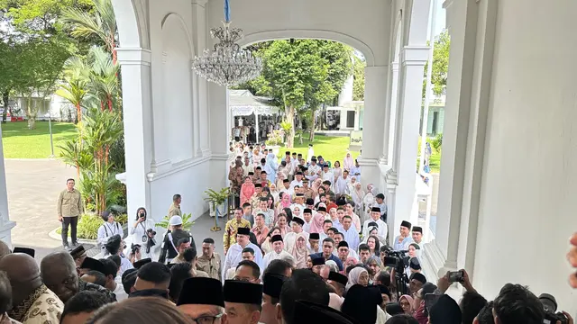 Open house lebaran atau acara Gelar Griya yang diadakan Presiden Prabowo Subianto di Istana Merdeka, Jakarta, Senin (31/3/2025) (Liputan6.com/Nanda Perdana Putra)
