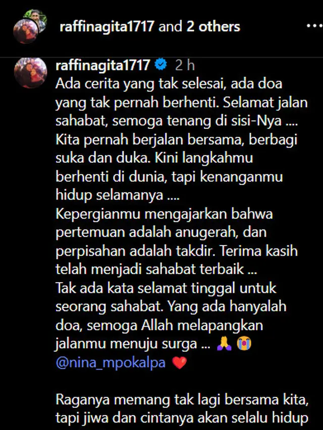 Caption dari unggahan Instagram Raffi Ahmad