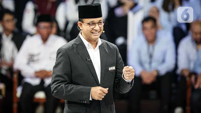 <p>Calon Presiden nomor urut 1, Anies Rasyid Baswedan saat paparan visi dan misi pada debat perdana Calon Presiden pada Pilpres 2024, Selasa (12/12/2023). (Liputan6.com/Faizal Fanani)</p>