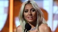 Lady Gaga saat menerima penghargaan Grammy Awads 2019. (Robyn Beck / AFP)