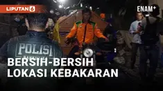 100 PETUGAS GABUNGAN BERSIH-BERSIH LOKASI KEBAKARAN DEPO PERTAMINA PLUMPANG