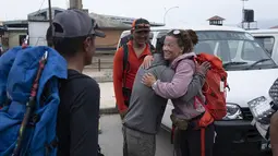 Kristin Harila, sekembalinya ke ibu kota Nepal dari pegunungan pada hari Selasa, mengatakan bahwa menetapkan target baru untuk mendaki puncak-puncak tersebut dalam tiga bulan, setelah mendaki delapan di antaranya dalam waktu 40 hari. (AP Photo/Niranjan Shrestha)