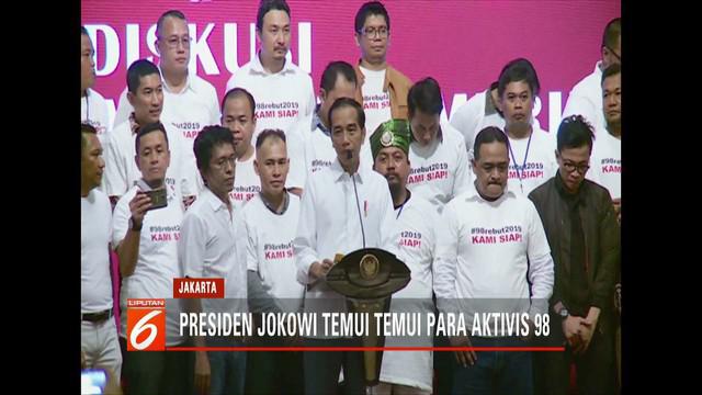 Temui aktivis 1998, Presiden Jokowi minta aktivis berani beri masukan dan koreksi kinerja pemerintah.