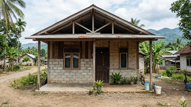 Desain Rumah 1 Lantai Budget Ro50 Juta di Desa (Foto: Gemini AI)