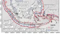 Peta sebaran sumber gempa bumi zona megathrust di Indonesia (Pusgen, 2017). (sumber gambar: PVMBG Badan Geologi)