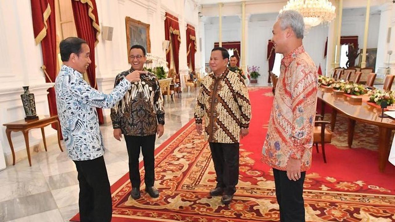 Presiden Joko Widodo atau Jokowi makan siang bersama dengan bakal capres Anies Baswedan, Ganjar Pranowo, dan Prabowo Subianto di Istana, Senin (30/10/2023).