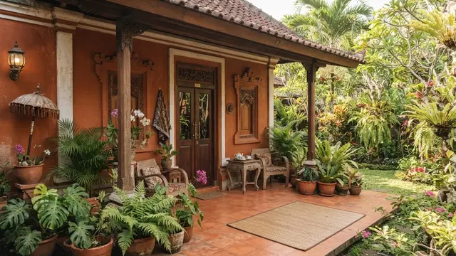 Warna Cat yang Menenangkan untuk Setiap Ruangan yakni Teras Warna Terracotta