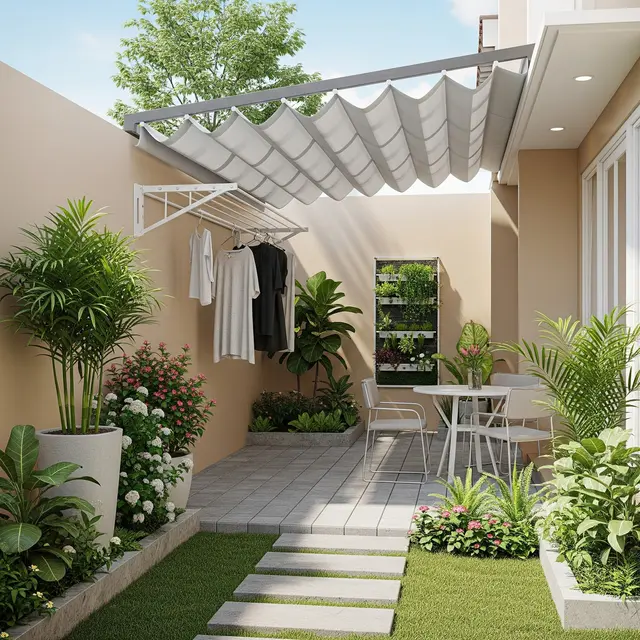 9 Ide Halaman Belakang Multifungsi Tempat Jemur Tetap Cantik, Area Efisien