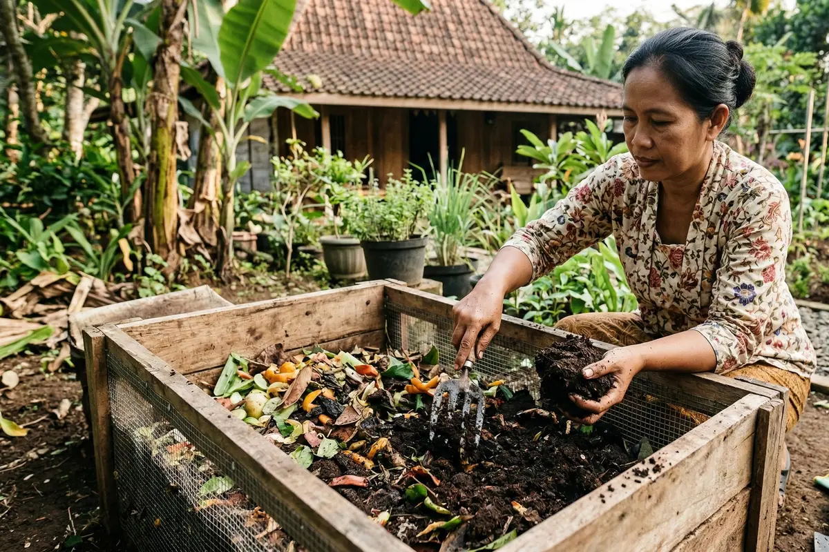 Cara Mengolah Sampah Dapur Jadi Pupuk Tanpa Bau (Foto: Gemini AI)