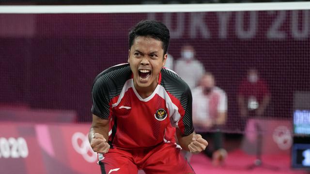 Selebrasi Emosional Anthony Ginting Lolos ke Semifinal Badminton Olimpiade Tokyo 2020