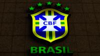 Logo Konfederasi Sepak Bola Brasil (CBF) bersinar di malam hari pada fasad kantor pusat CBF di Rio de Janeiro, Brasil, pada 8 Juni 2015. (FOTO AFP/YASUYOSHI CHIBAYASUYOSHI CHIBA/AFP)