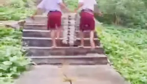 Viral Murid SD Nias Selatan Angkut Tumpukan Ompreng MBG Lewati Jalan Curam
