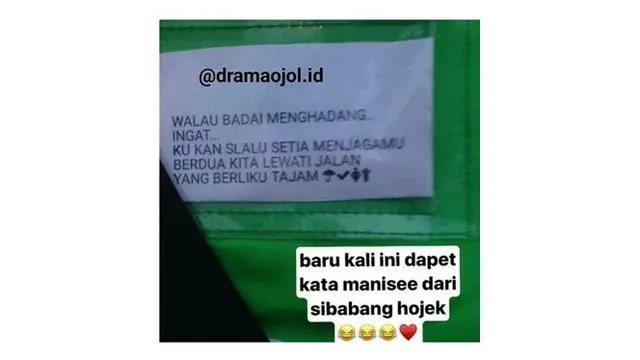 Gombalan Kocak di Jaket Ojek Online Ini Bikin Tersenyum Malu