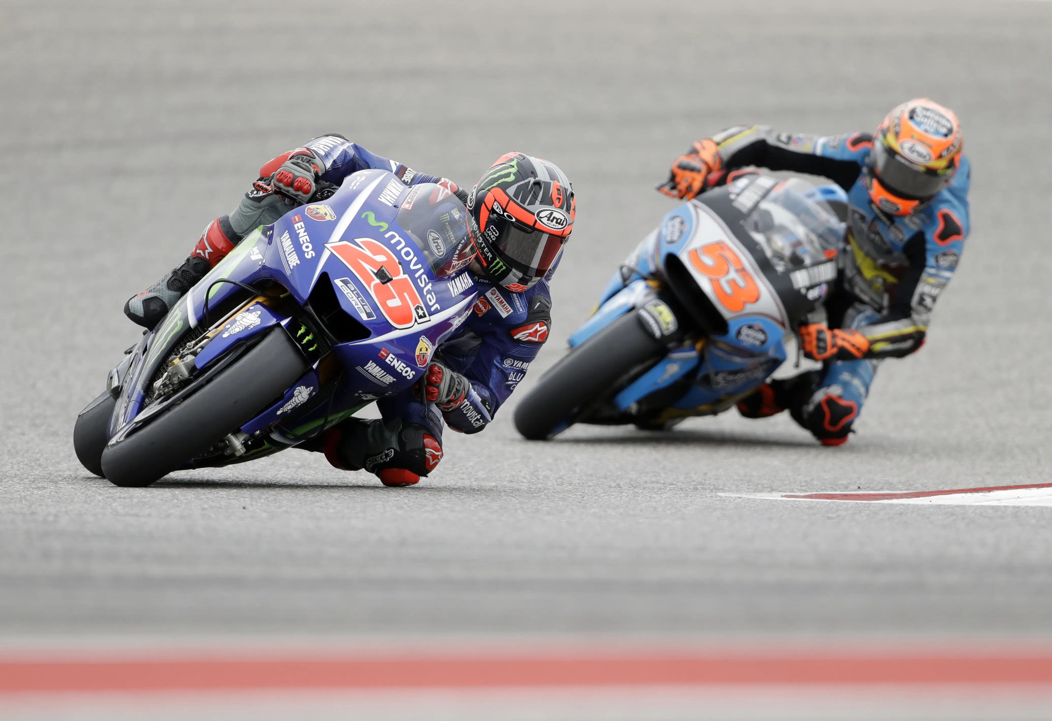 Pembalap Movistar Yamaha, Maverick Vinales. (AP Photo/Eric Gay)