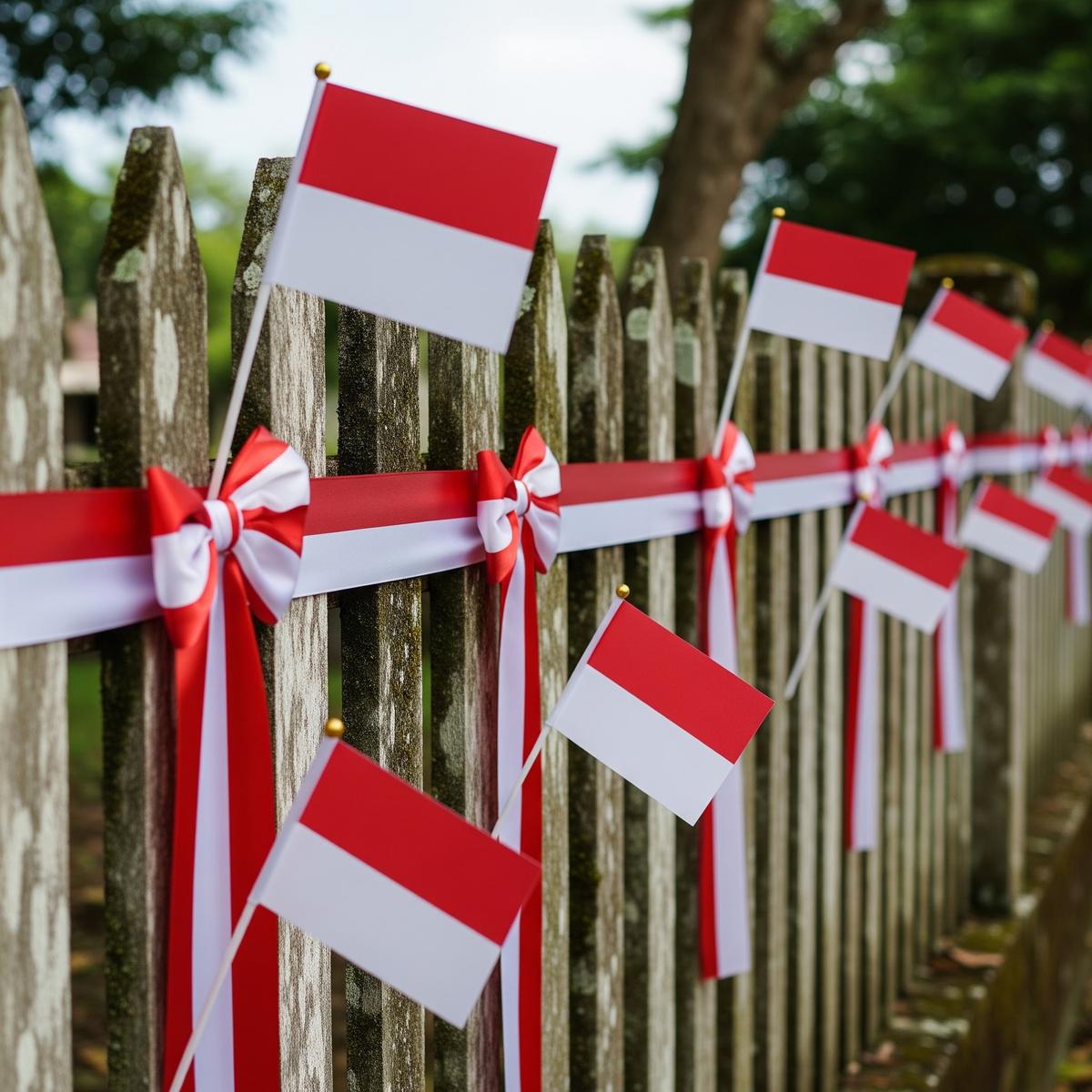 Percantik Pagar dengan Pita dan Bendera Mini (AI Generated)