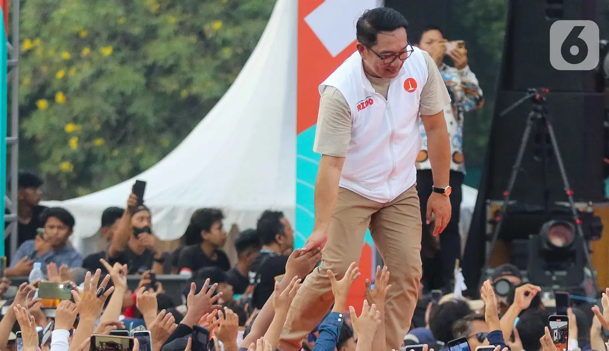 Ridwan Kamil berharap, warga yang hadir dalam kampanye akbar RIDO dapat mendukung dan memilih sehingga bisa memenangkan Pilgub Jakarta 2024 dalam satu putaran. (Liputan6.com/Herman Zakharia)
