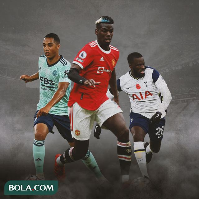 Ilustrasi - Youri Tielemans, Paul Pogba, Tanguy Ndombele