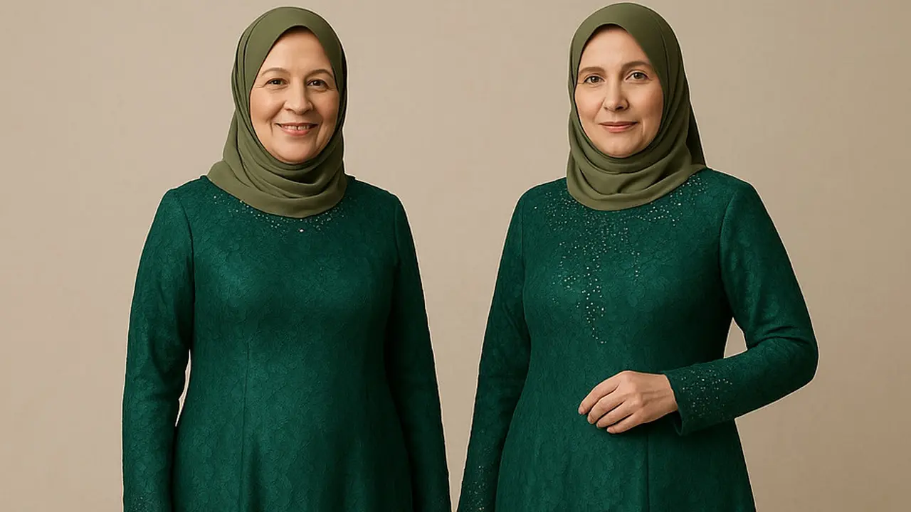 Model Gamis Brokat Warna Emerald Green