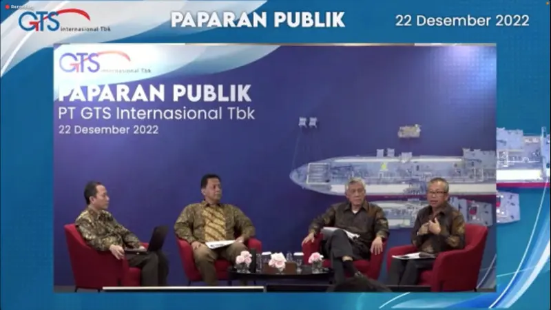 Paparan publik PT GTS Internasional Tbk (GTSI) pada Kamis, (22/12/2022) (Foto: tangkapan layar/Pipit I.R)