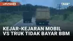 Aksi kejar-kejaran antara sebuah mobil dan truk viral di media sosial. Truk terekam melaju secara ugal-ugalan saat sopir mobil berusaha mengejarnya. Dalam narasi yang beredar, sopir truk disebut tidak membayar setelah mengisi BBM sebanyak 70 liter.