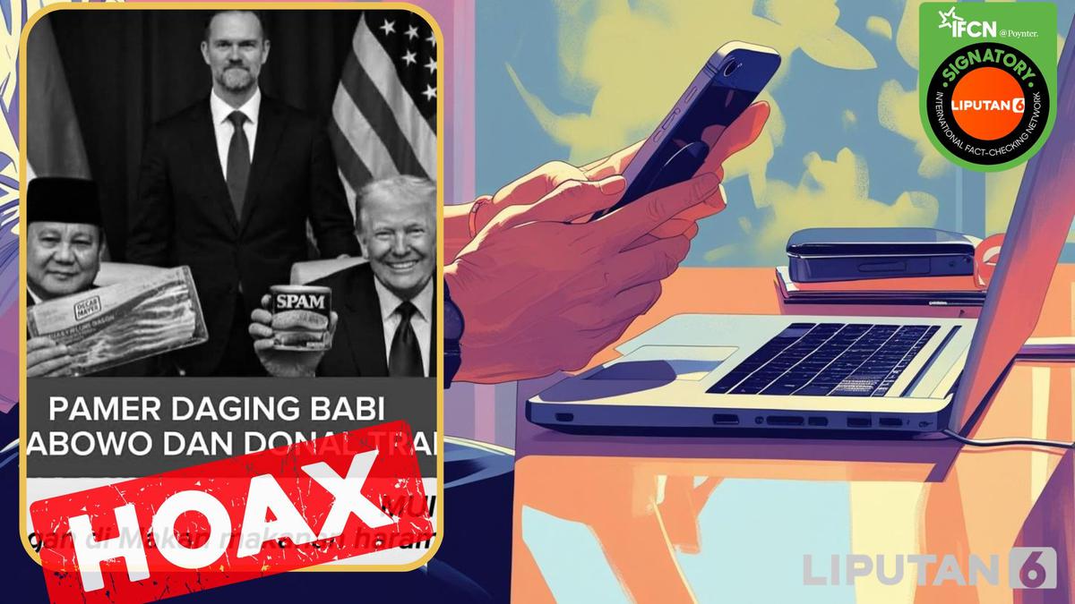 Cek Fakta: Hoaks Foto Presiden Prabowo dengan Donald Trump Pamer Produk Daging Babi