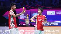 Ganda campuran Indonesia Dejan Ferdinansyah/Siti Fadia Silva Ramadhanti kalah dari pasangan Korea Seo Seung-jae/Chae Yu-jung di partai pertama semifinal Piala Sudirman 2025. Dejan/Fadia menyerah10-21 dan 15-21 di Xiamen Fenghuang Gymnasium, Sabtu (3/5).&nbsp;(foto: PBSI)