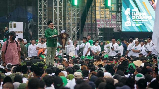 Ketua Umum PKB Muhaimin Iskandar atau Cak Imin dalam Harlah ke-25 PKB.