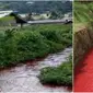 Aliran Sungai Nsukwa di Ghana berubah menjadi merah, mirip darah pada 7 Oktober 2017 (Photo via Twitter Strange Sounds)